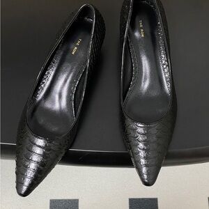 The Row Elegant Black Embossed Heels